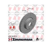 2x Disque de frein ZIMMERMANN 400.3620.52 convient pour MERCEDES-BENZ