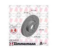 2x Disque de frein ventilé de l'intérieur 430.1465.52 ZIMMERMANN pour OPEL