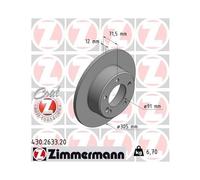 2x Disque de frein ZIMMERMANN 430.2633.20 convient pour NISSAN OPEL RENAULT