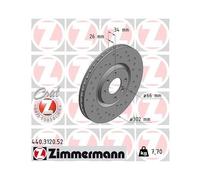 2x Disque de frein ZIMMERMANN 440.3120.52 convient pour CITROËN