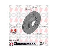 2 x ZIMMERMANN 440.3128.52 Disque de frein pour CITROËN,CITROËN (DF-PSA),DS,FIAT