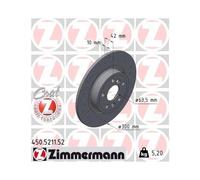 2x Disque de frein ZIMMERMANN 450.5211.52 convient pour JAGUAR LAND ROVER