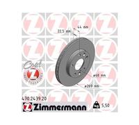 2 x ZIMMERMANN 470.2439.20 Disque de frein pour DACIA,RENAULT