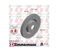 2x Disque de frein ZIMMERMANN 530.2462.52 convient pour SUBARU