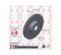 2x Disque de frein ZIMMERMANN 550.5606.20 convient pour TESLA