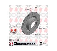 2x Disque de frein ZIMMERMANN 590.2833.52 convient pour TOYOTA