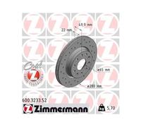 2x Disque de frein ZIMMERMANN 600.3233.52 convient pour VAG VW (FAW)