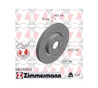 2x Disque de frein ZIMMERMANN 610.3709.52 convient pour VOLVO