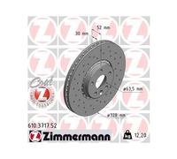 2x Disque de frein ZIMMERMANN 610.3717.52 convient pour VOLVO VOLVO ASIA