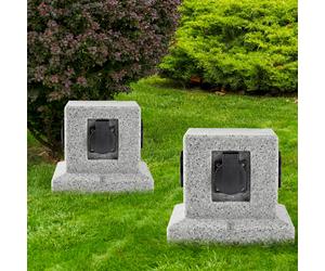 2x distributeur extérieur 4 boîtiers de prises cube pierre optique terrasses de jardin alimentation électrique gris