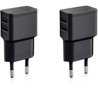 2X Double Chargeur USB 12W/2400mA Pro Series Alimentation Universelle adaptée pour téléphone Portable,Batterie Externe et Enceinte Bluetooth (90 °,USB 2 Voies) Noir