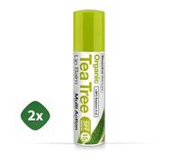 2x Dr Organic Stick Baume Lèvres Réparateur SPF15 Arbre À Thé 5,7ml