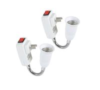 2X E27 Socket Adapter with /Off to US Plug,Flexible Extension Lamp Bulb Holder Converter
