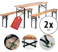 2x Ensemble Brasserie Table Banc Bois Pliable Meuble Jardin Terrasse Fete Bar