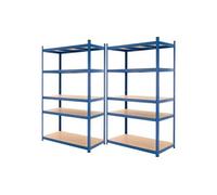 2x Étagère charge lourde stockage métallique revêtement poudre bleu 200x100x60cm Bleu