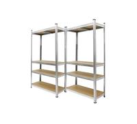 ECD Germany 2x Étagère de Rangement - 160x80x40 cm - Charge jusqu'à 320kg - en Métal Galvanisé - 4 Panneaux MDF Réglables en Hauteur - Étagère de Stockage Rayonnage - Étagère de Garage d'Atelier