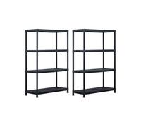 2x Etagère de Rangement Noir 90x40x138cm Plastique Meuble de Rangement