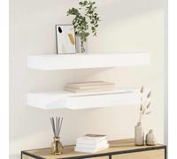 2x Étagère Murale avec Tiroirs Blanc 80 cm Meuble de Rangement Stockage vidaXL