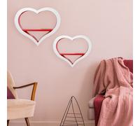 2x Étagère Murale Hängeregal en Bois Forme de Coeur Déco Rangement 1 Fois Blanc