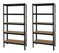 2x étagère pour charges lourdes MENDLER HWC-E33 métal 180x90x40cm noir Noir G