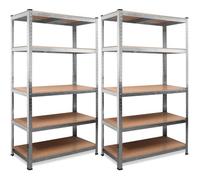 Monzana® 2X Étagères Charge Lourde 5 Niveaux 170x75x30cm Étagère métallique modulable Max 350kg Rangement Garage Atelier