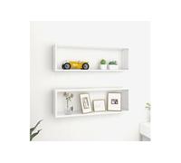 2x Etagères Cube Murales Etagères Suspendues Etagères Flottantes Salon Chambre Salle de Séjour Intérieur Blanc 80x15x26,5 cm Aggloméré
