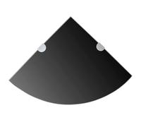 2x Etagères d'Angle et Supports Chromés Verre Noir 25x25 cm Mural vidaXL