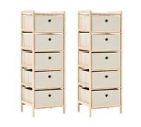 vidaXL Étagères de rangement avec 5 paniers en tissu 2 pcs Beige Cèdre