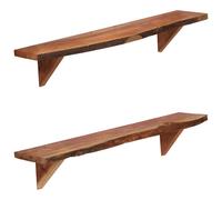 2x Etagères Murales 110x20x18 cm Bois Massif d'Acacia Flottantes Salon vidaXL