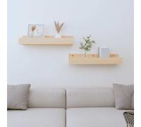 2x Étagères Murales Blanc 110x12x9 cm Bois de Pin Massif Suspendues vidaXL