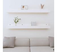 vidaXL Étagères murales 2 pcs. Blanc 80x12x9 cm Pin massif