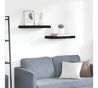 vidaXL Étagère murale flottante 2 pcs Noir brillant 50x23x3,8 cm MDF