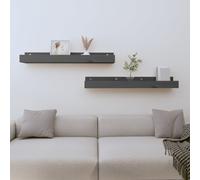 2x Étagères Murales Noir 50x12x9 cm Bois de Pin Massif Suspendues Salon vidaXL