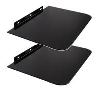 2x etageres pour console et decodeur DVD noir verre trempe metal 10 kg