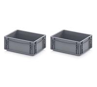 2x Eurobehälter 30 x 20 x 12 grau inkl. gratis Zollstock 2er Set