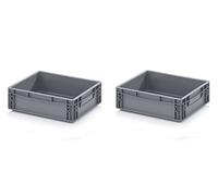 2x Eurobehälter-Eurobox 40 x 30 x 12 grau inkl. gratis Zollstock * 2er Set