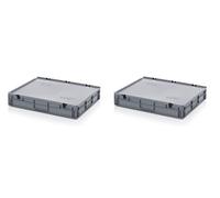 2x Eurobehälter-Eurobox 80 x 60 x 13,5 cm mit Scharnierdeckel inkl. gratis Zollstock 2er Set