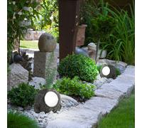 Set de 2 pierres Design LED Lampe solaire Déco Lampe IP44 éclairage gris