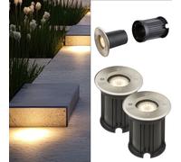2x Extérieur Spot Encastré Inox Jardin Entrée / Accès Sol Spots Lampes Passable