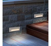 Eclairage de marche extérieur éclairage d'escalier de jardin terrasse, gris, LED 3W 110Lm blanc neutre, LxHxP 23x8x2,8 cm, lot de 2