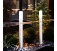2x Extérieur Support de Lampe Jardin Éclairage Inox Embase Détecteur Mouvement