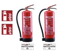2x Extincteur Protex SDE6 6l Ab Mousse Avec Support, Plaque Et Bouclier