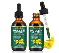 2x Extrait de Feuilles de Molène, Gouttes de mullein pour poumons, mullein leaf extract, naturelles gouttes de molène avec chlorophylle pour poumons nettoyage, absorption rapide, 60 ml