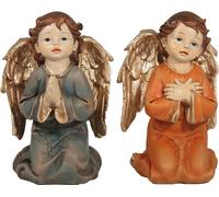 2x FADEDA ange à genoux / hauteur:14 cm / peint à la main / figurines de crèche détaillées - Noël Table Décoration Accessoires de crèche