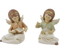 2x FADEDA ange assis / hauteur:11 cm / peint à la main / figurines de crèche détaillées - Noël Table Décoration Accessoires crèche