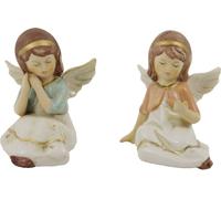 2x FADEDA ange assis / hauteur:8 cm / peint à la main / figurines de crèche détaillées - Noël Table Décoration Accessoires crèche