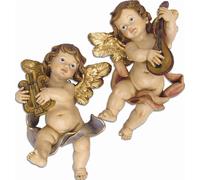 2x FADEDA ange de mur harpe & luth / hauteur:21 cm / peint à la main / figurines de crèche détaillées - Noël Table Décoration Accessoires crèche