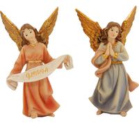 2x FADEDA ange debout / hauteur:10 cm / peint à la main / figurines de crèche détaillées - Noël Table Décoration Accessoires crèche
