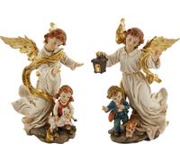 2x FADEDA ange gardien, blanc / hauteur:25 cm / peint à la main / figurines de crèche détaillées - Noël Table Décoration Accessoires de crèche