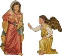 2x FADEDA Annonciation (avec ange) / hauteur:5 cm / peint à la main / figurines de crèche détaillées - Noël Table Décoration Accessoires de crèche